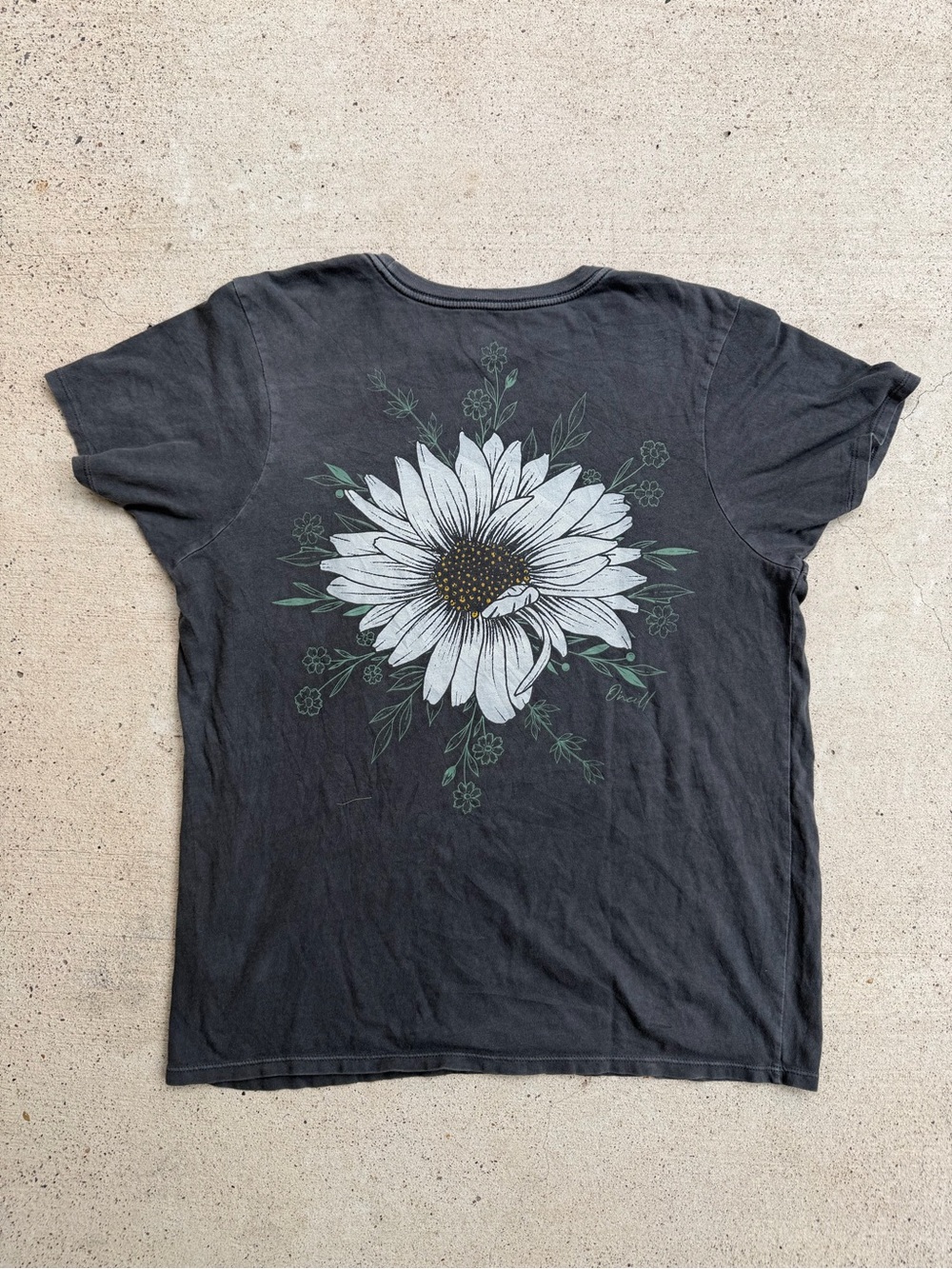 O’Neill Daisy Back Graphic Tee Men’s Small Oversized Surf Beach Gray Shirt